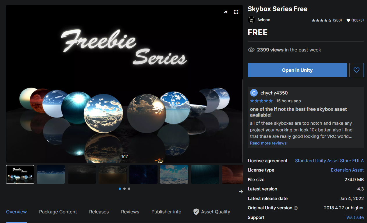 Skybox Unity Asset Store